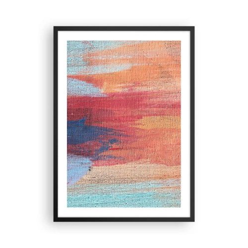 Plakat w czarnej ramie - Abstrakcyjne pociągnięcia farbą w ciepłych i zimnych tonach - 50x70cm - Spłynąć tęczą - Nowoczesna dekoracja ścienna do salonu i sypialni ARTTOR