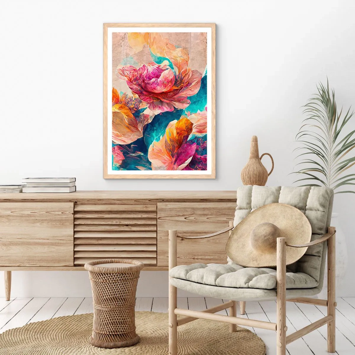 Plakat w ramie jasny dąb - Barwny przepych bukietu - 61x91 cm