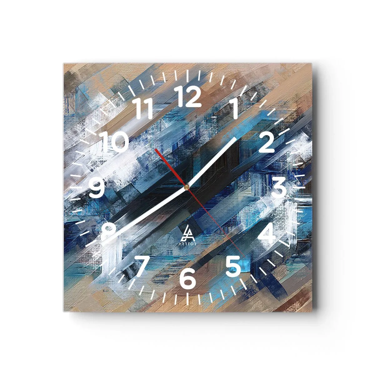 Zegar ścienny - Po błękitnym skosie - 40x40 cm