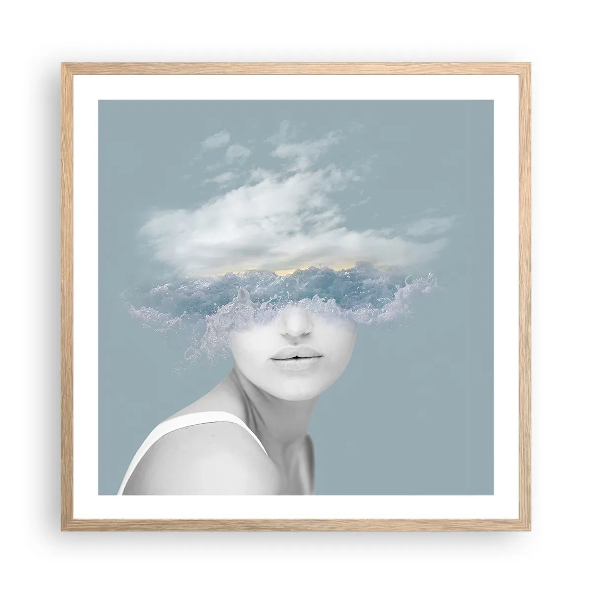 Plakat w ramie jasny dąb - Z głową w chmurach - 60x60 cm