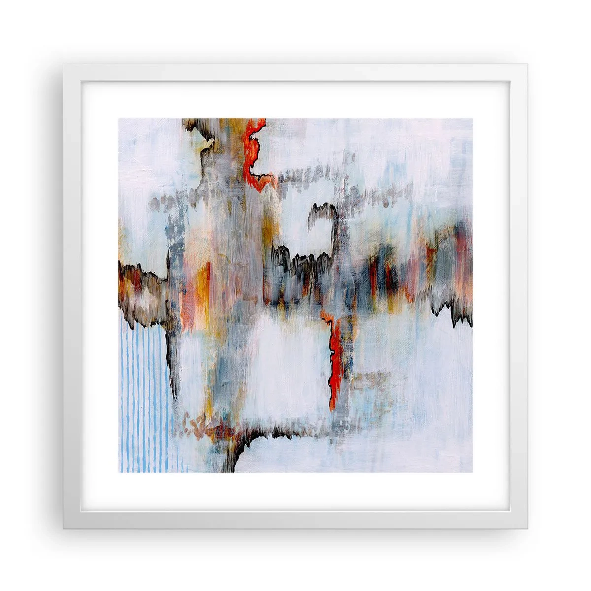 Plakat w białej ramie - Patykiem na wodzie - 40x40 cm