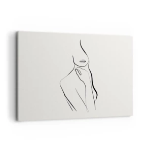 Obraz na płótnie - Minimalistyczny szkic sylwetki kobiety na jasnym tle - 100x70cm - Fala melancholii - Nowoczesna dekoracja ścienna do salonu, kuchni i sypialni ARTTOR
