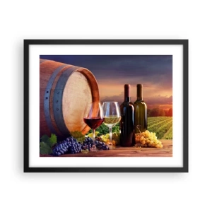 Plakat w czarnej ramie - Tu życie ma smak - 50x40 cm