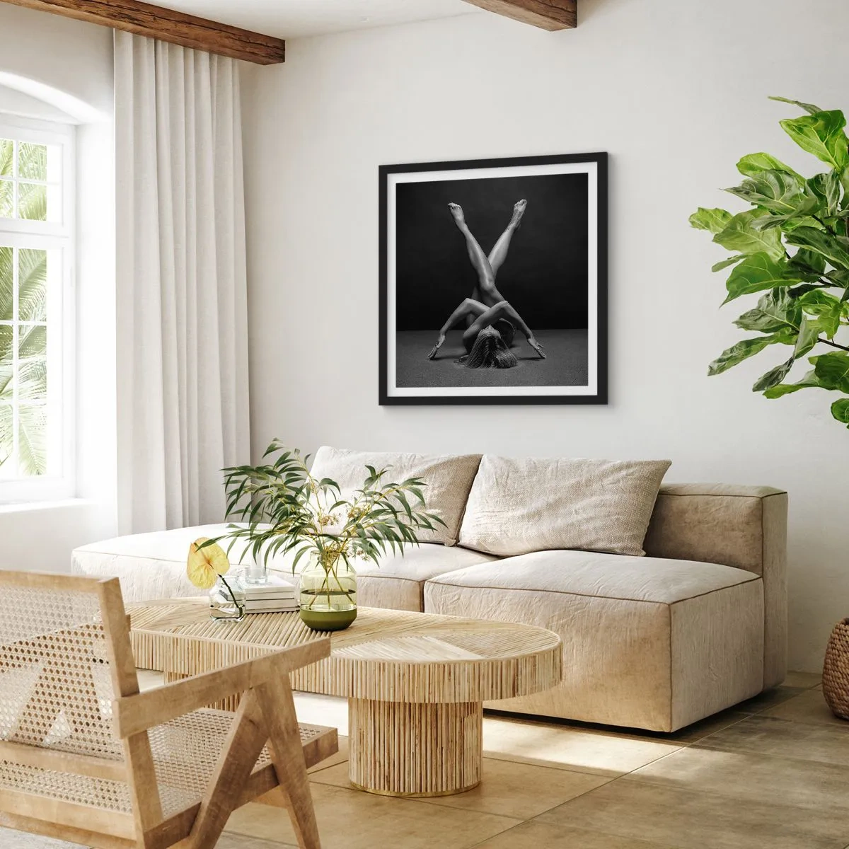 Plakat w czarnej ramie - Geometria nagości - 40x40 cm