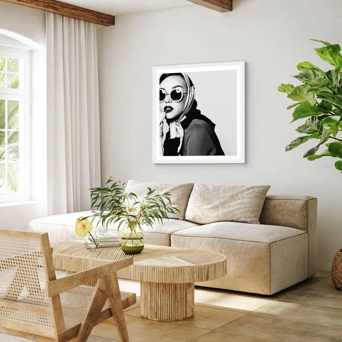 Plakat w białej ramie - Pozdrowienia z lat 60. - 30x30 cm