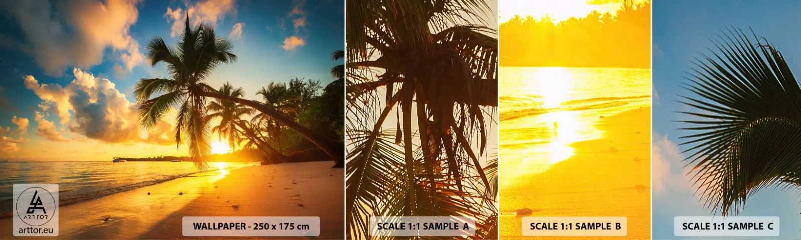 Fototapeta Próbka Samoprzylepna Deluxe Sticker - Karaibskie marzenie - Krajobraz, Palma Kokosowa, Morze - 100x30 cm