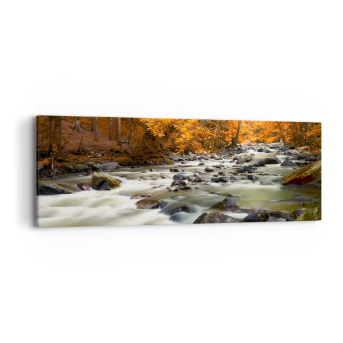 Obraz na płótnie - Potok w złotym lesie - 90x30 cm