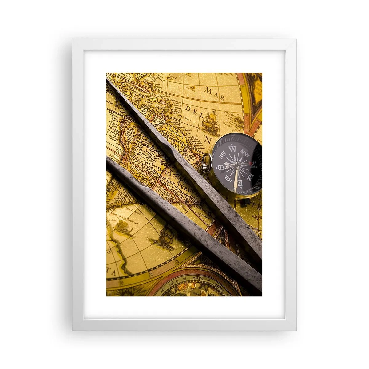 Plakat w białej ramie - Gdze te skarby? - 30x40 cm