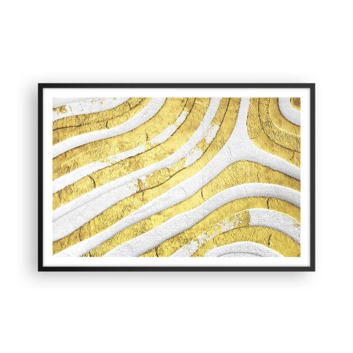 Plakat w czarnej ramie - Kompozycja w bieli i złocie - 91x61 cm