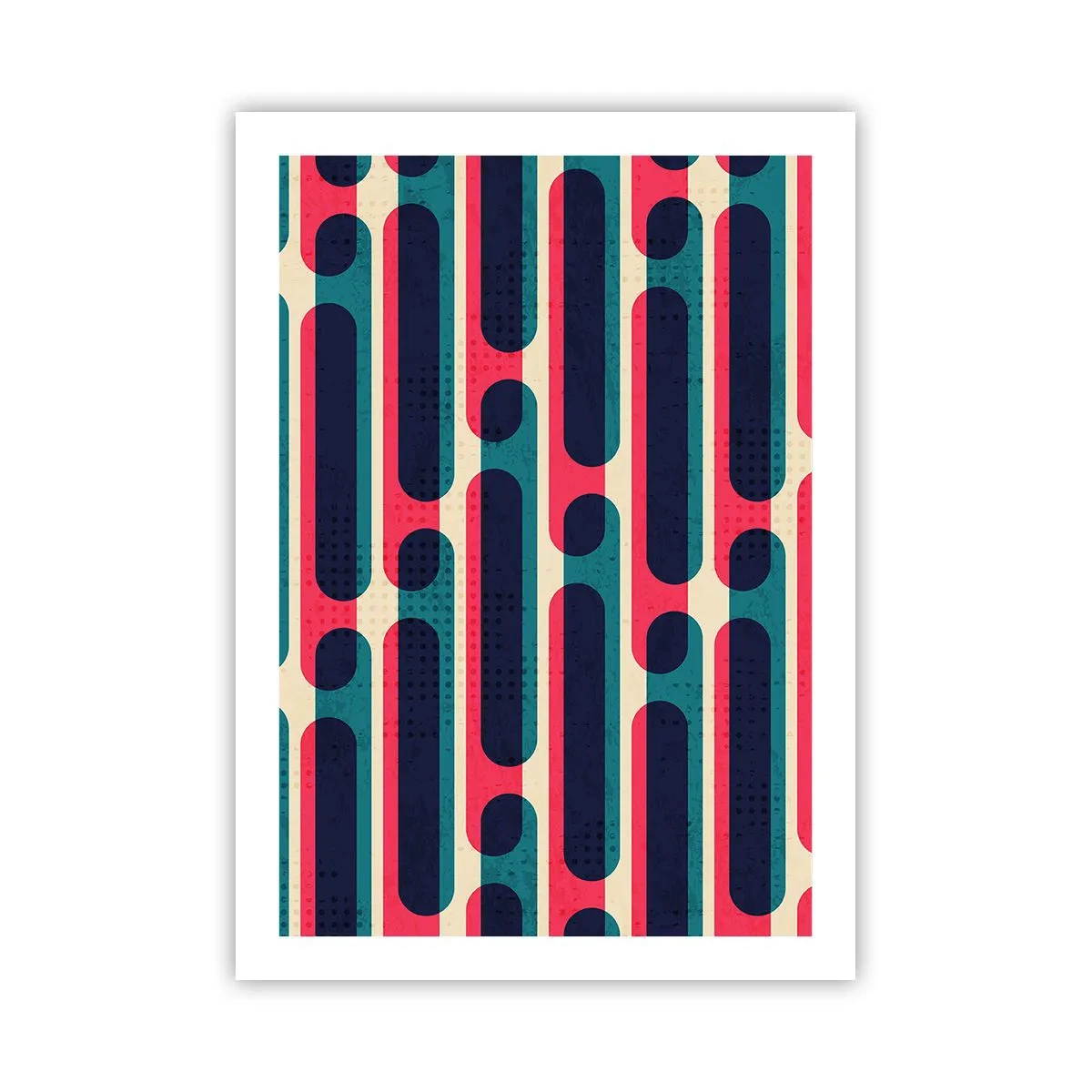 Plakat - Geometryczny wzór w odcieniach czerwieni i niebieskiego - 50x70cm - W głąb i do przodu - Nowoczesna dekoracja ścienna do salonu, kuchni i sypialni ARTTOR
