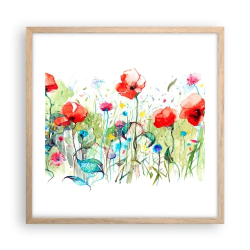 Plakat w ramie jasny dąb - Kwitnąca majem łąka - 50x50 cm
