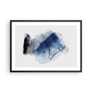 Plakat w czarnej ramie - Abstrakcyjne formy w odcieniach niebieskiego z delikatnymi liniami - 70x50cm - Lodowa góra - Nowoczesna dekoracja ścienna do salonu i sypialni ARTTOR