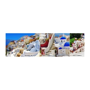 Fototapeta Próbka Premium Canvas - Marzenie o greckim lecie - Architektura, Krajobraz, Santorini - 100x30 cm