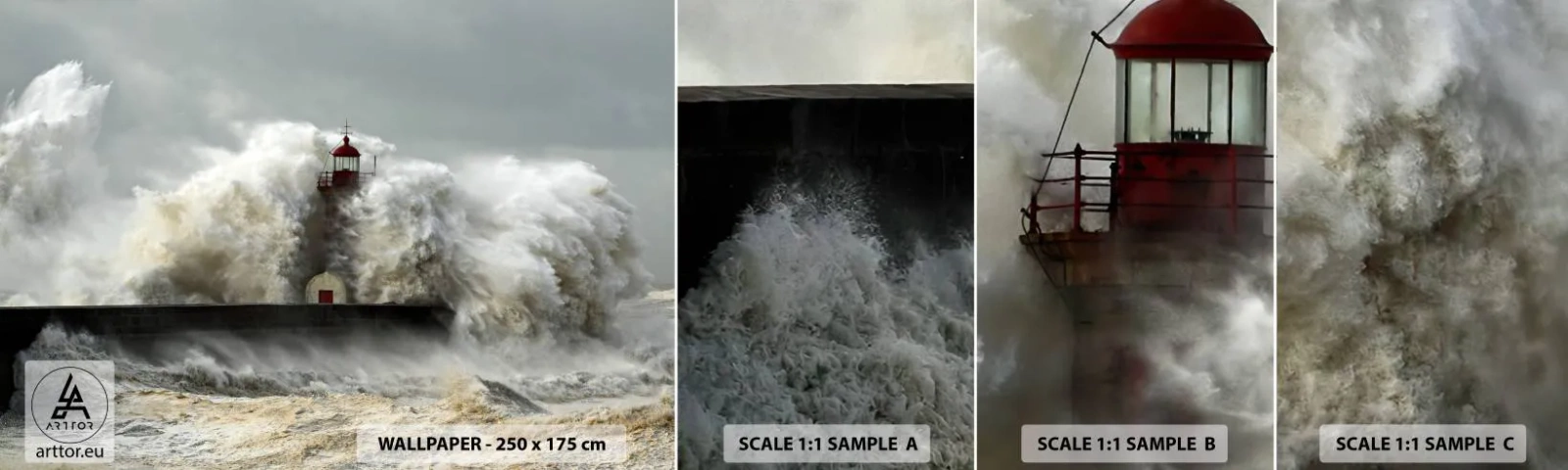 Fototapeta Próbka Standard Eco - Gniew oceanu - Krajobraz, Latarnia Morska, Sztorm - 100x30 cm