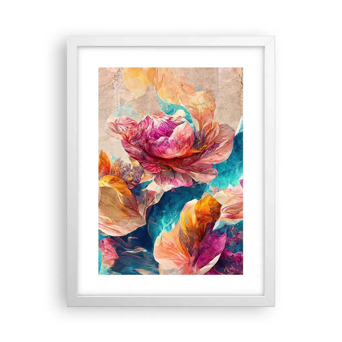 Plakat w białej ramie - Barwny przepych bukietu - 30x40 cm