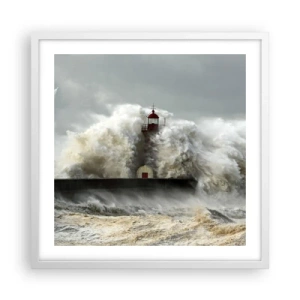 Plakat w białej ramie - Gniew oceanu - 50x50 cm