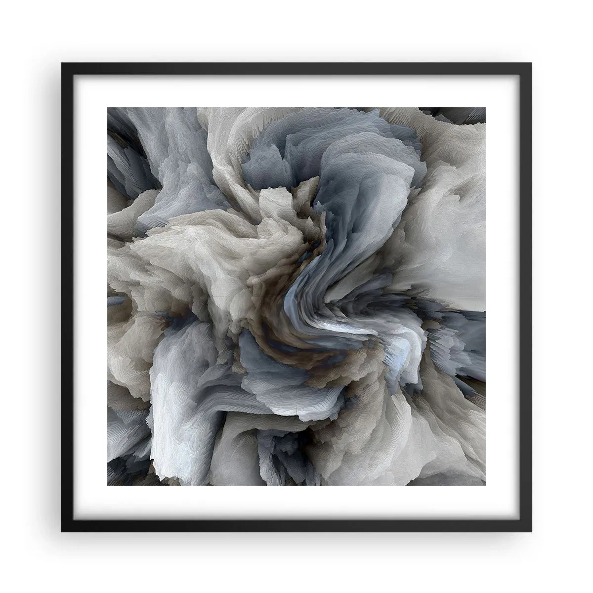 Plakat w czarnej ramie - Kamień i kwiat - 50x50 cm