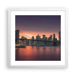 Plakat w białej ramie - Zatopione w  liliowej ciszy - 40x40 cm