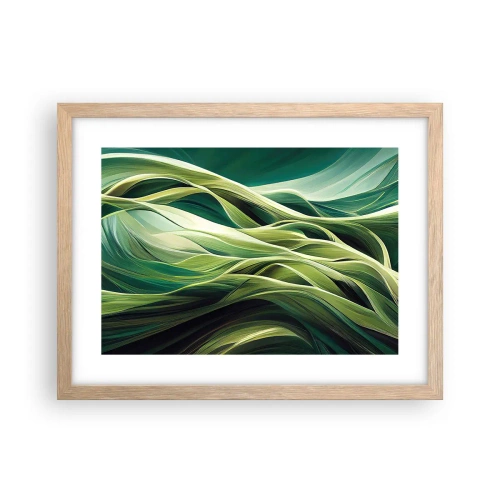 Plakat w ramie jasny dąb - Abstrakcyjna gra w zielone - 40x30 cm
