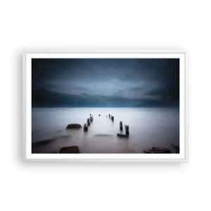 Plakat w białej ramie - Zamyślone jezioro - 91x61 cm