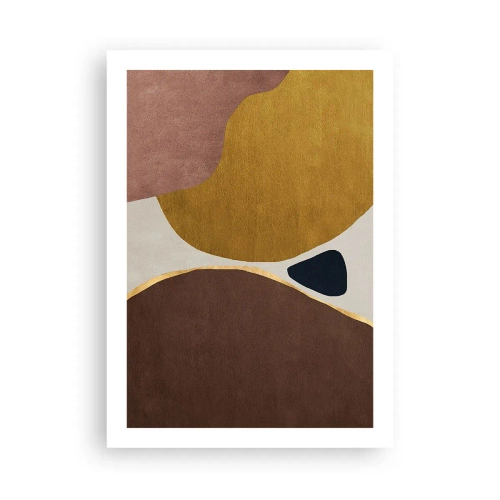 Plakat - Abstrakcyjna kompozycja geometryczna w ciepłych barwach - 50x70cm - Abstrakcja – miejsce w przestrzeni - Nowoczesna dekoracja ścienna do salonu, kuchni i sypialni ARTTOR
