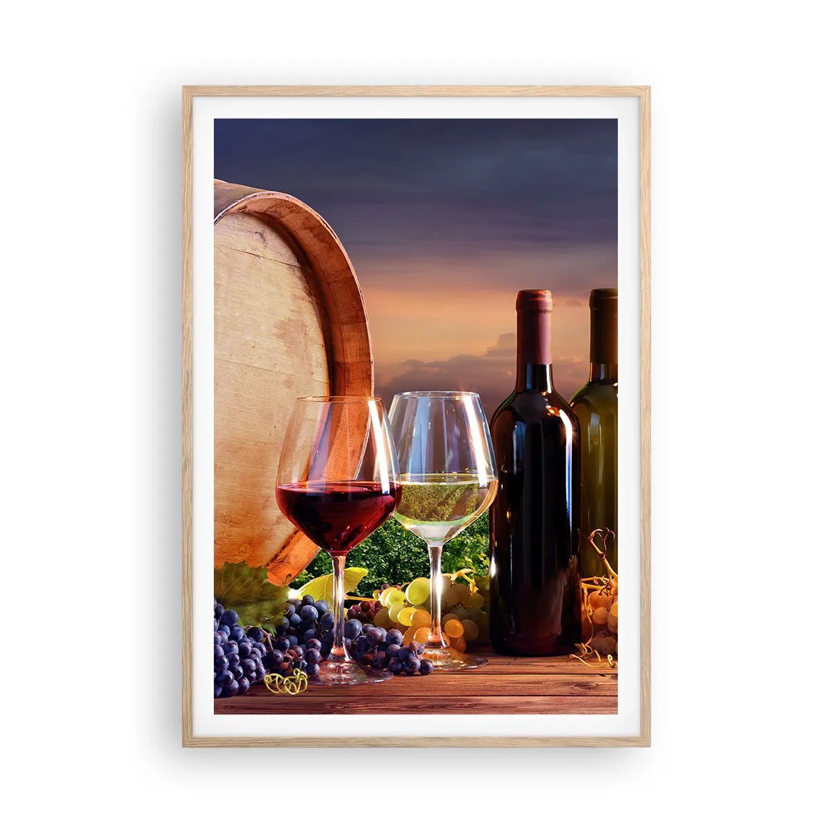 Plakat w ramie jasny dąb - Tu życie ma smak - 70x100 cm