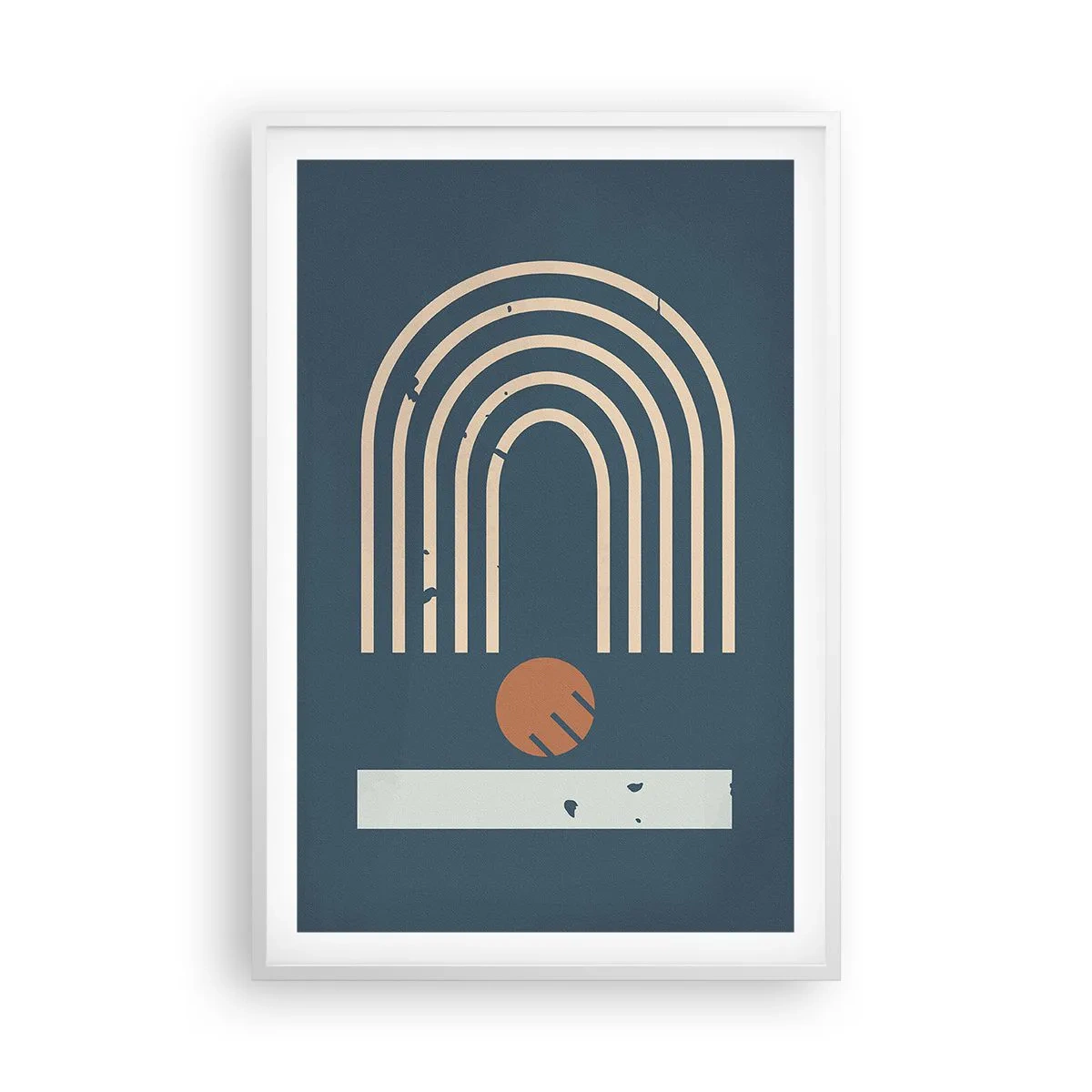 Plakat w białej ramie - Geometria na granacie - 61x91 cm