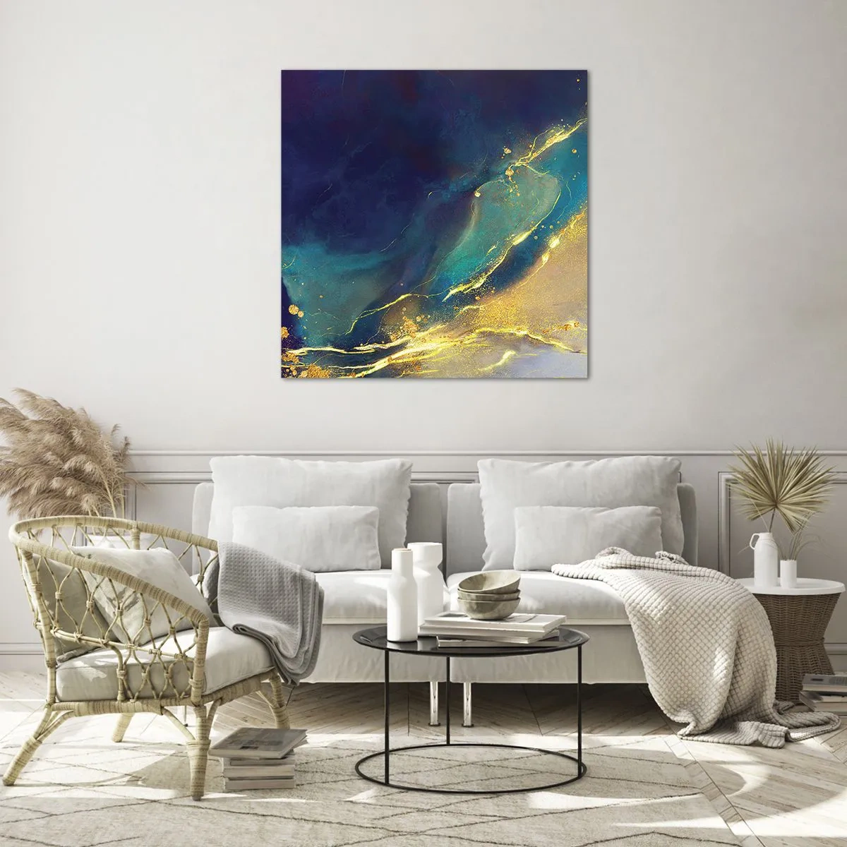 Obraz na szkle - Złote rozlewisko - 70x70 cm