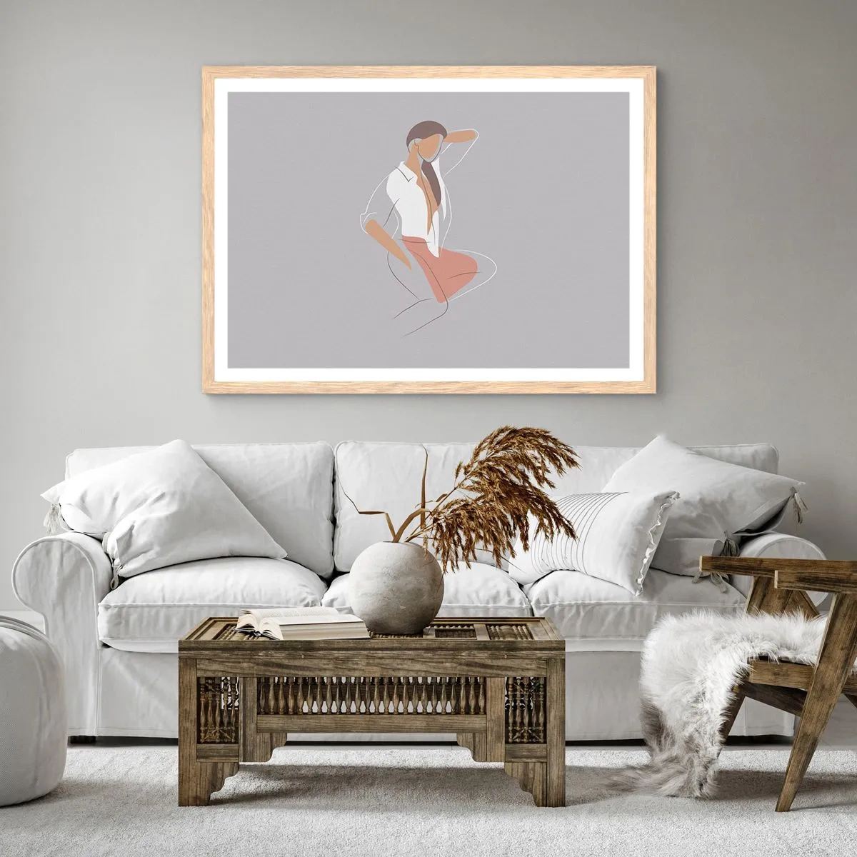 Plakat w ramie jasny dąb - Zarys wdzięku - 100x70 cm