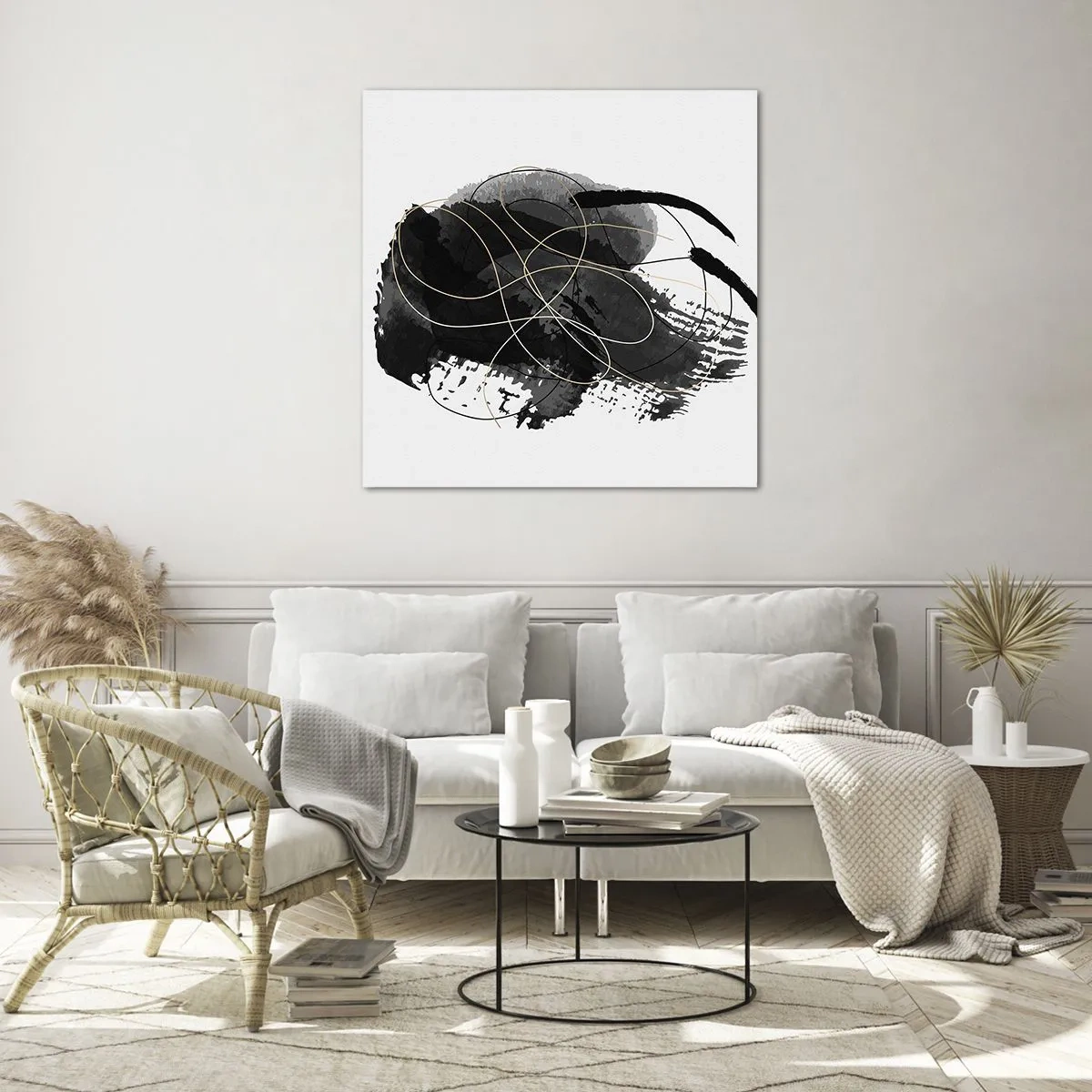 Obraz na szkle - Wysnute z czerni - 70x70 cm