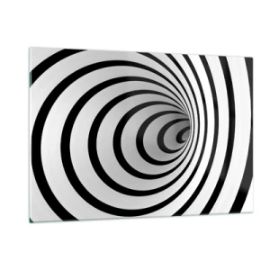 Obraz na szkle - Abstrakcyjny wzór spirali w czerni i bieli - 120x80cm - Też nie możesz się oprzec? - Nowoczesna dekoracja ścienna do salonu, kuchni i sypialni ARTTOR