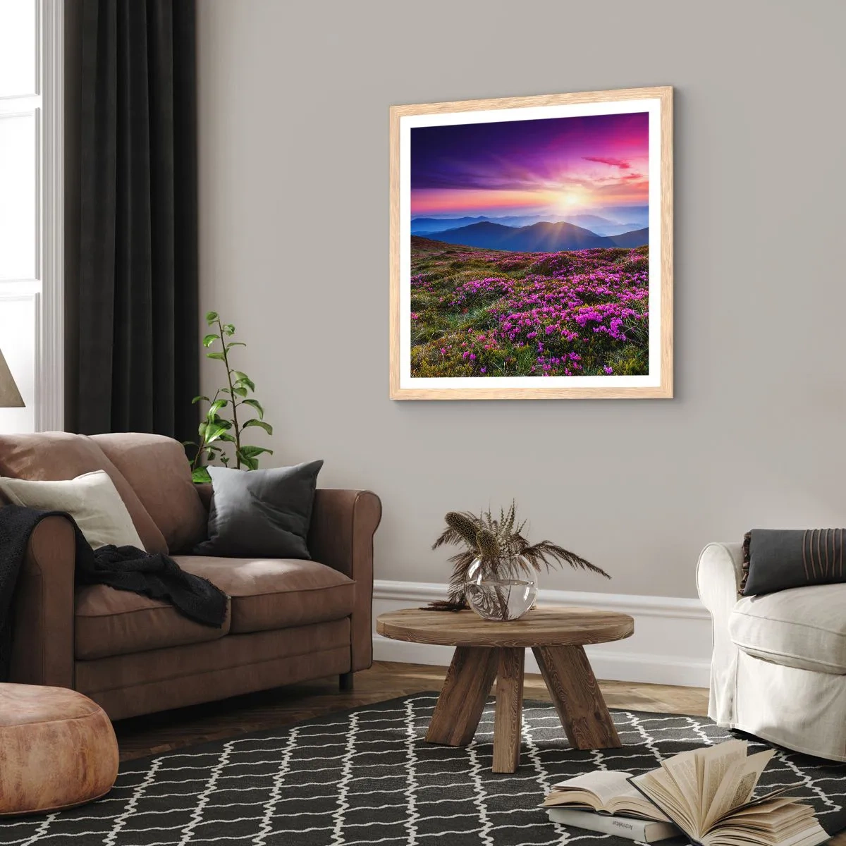 Plakat w ramie jasny dąb - Ziół zapachniały świeże pęki od niw - 50x50 cm