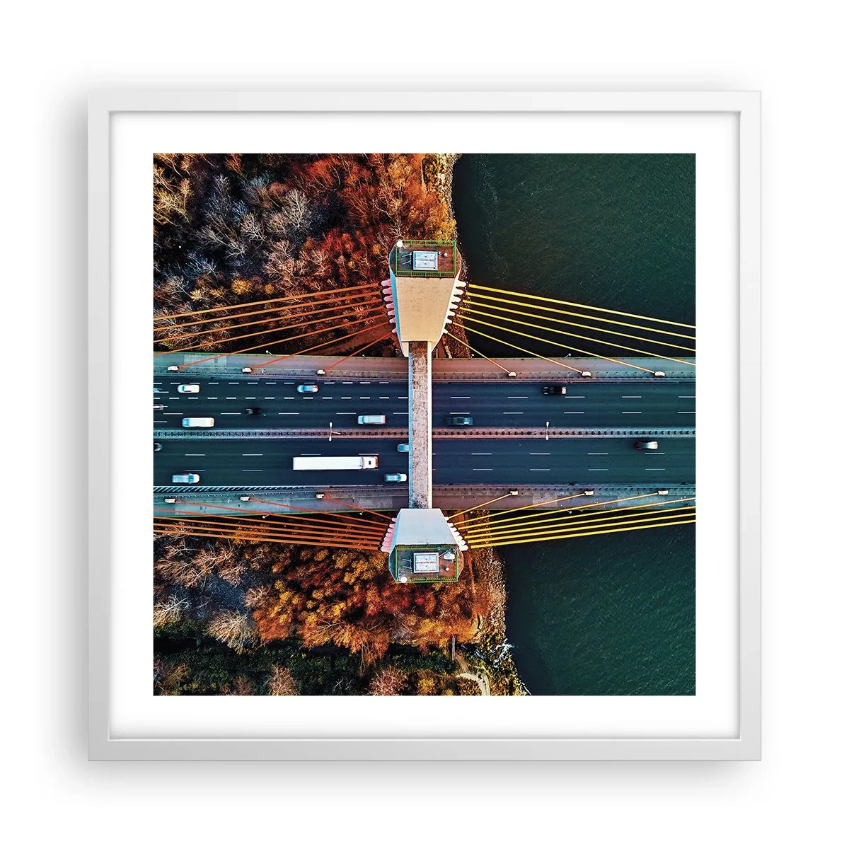 Plakat w białej ramie - ZA wodami, za lasami - 50x50 cm