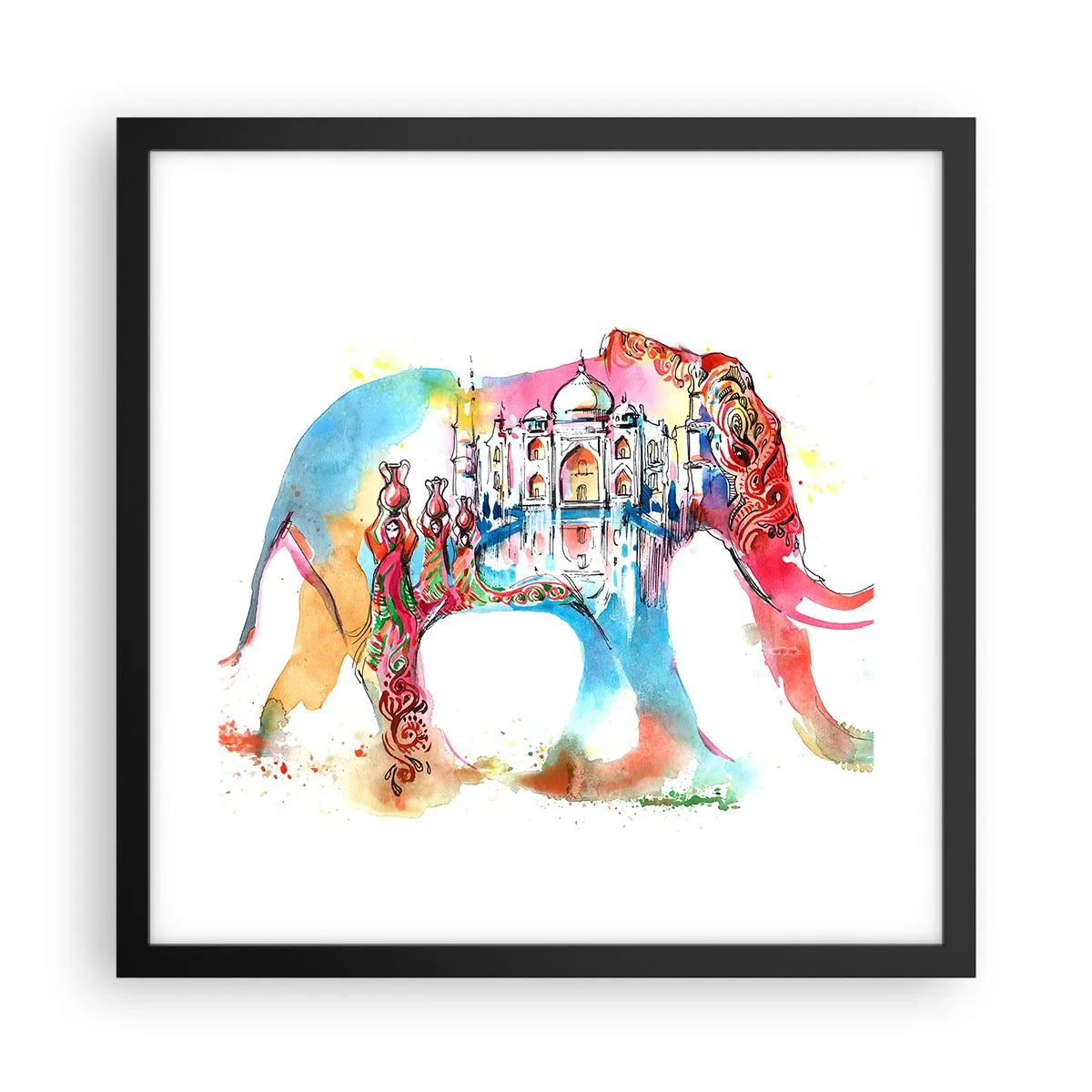 Plakat w czarnej ramie - Indie - aura miłości - 40x40 cm