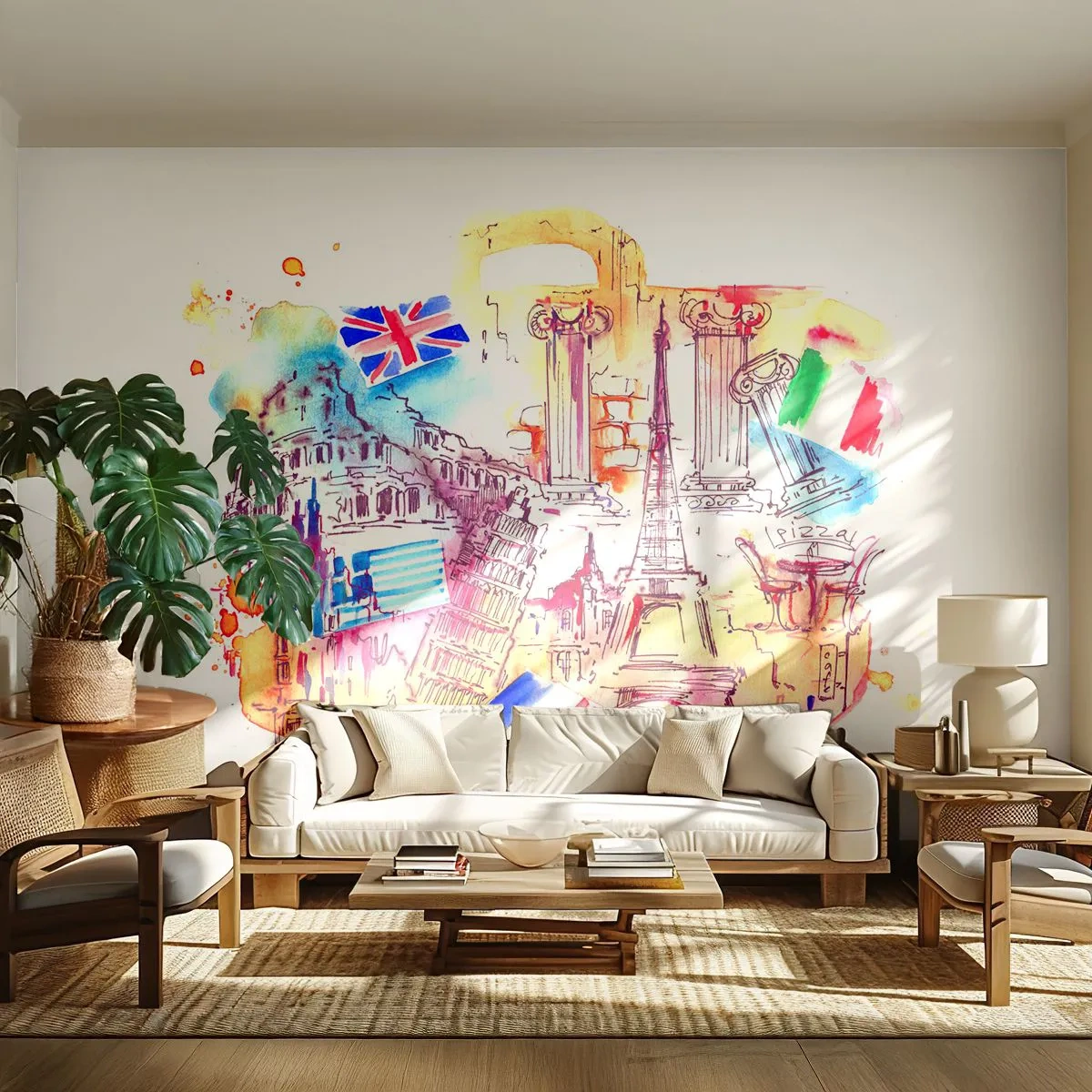 Fototapeta Samoprzylepna Deluxe Sticker - Europejskie tourne - Abstrakcja, Podróże, Walizka - 250x175 cm