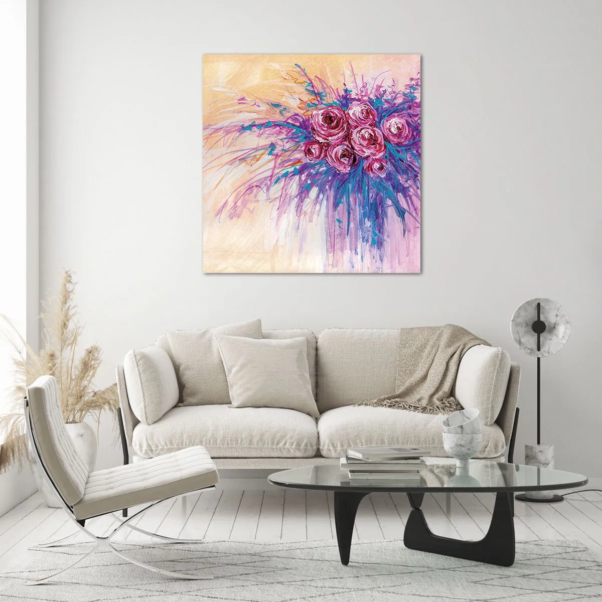 Obraz na szkle - Różana fontanna - 50x50 cm