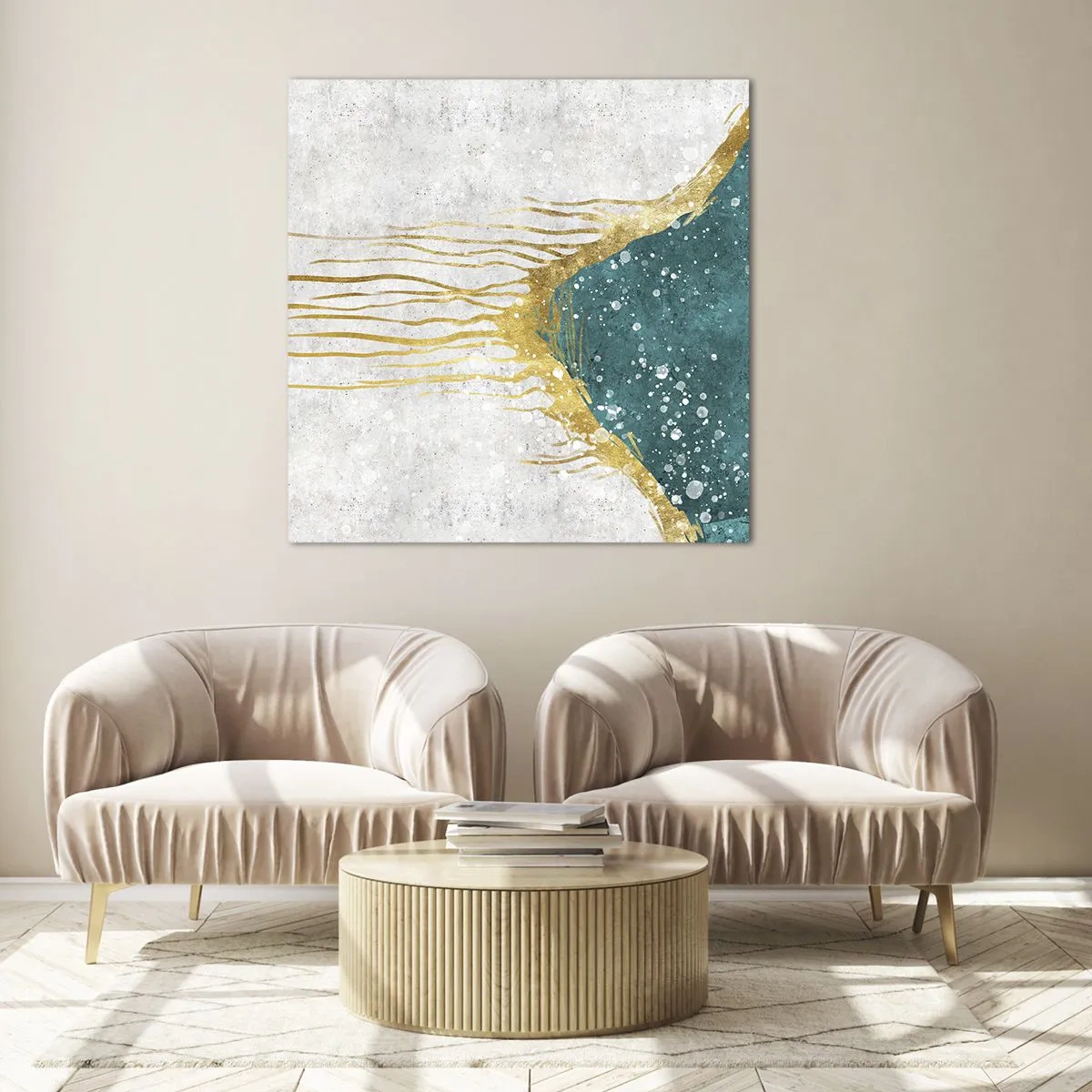 Obraz na szkle - Złoty przypływ - 70x70 cm