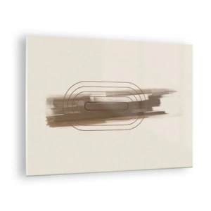 Obraz na szkle - Abstrakcja w odcieniach brązu z minimalistycznym wzorem - 70x50cm - Powiew szarości - Nowoczesna dekoracja ścienna do salonu i sypialni ARTTOR