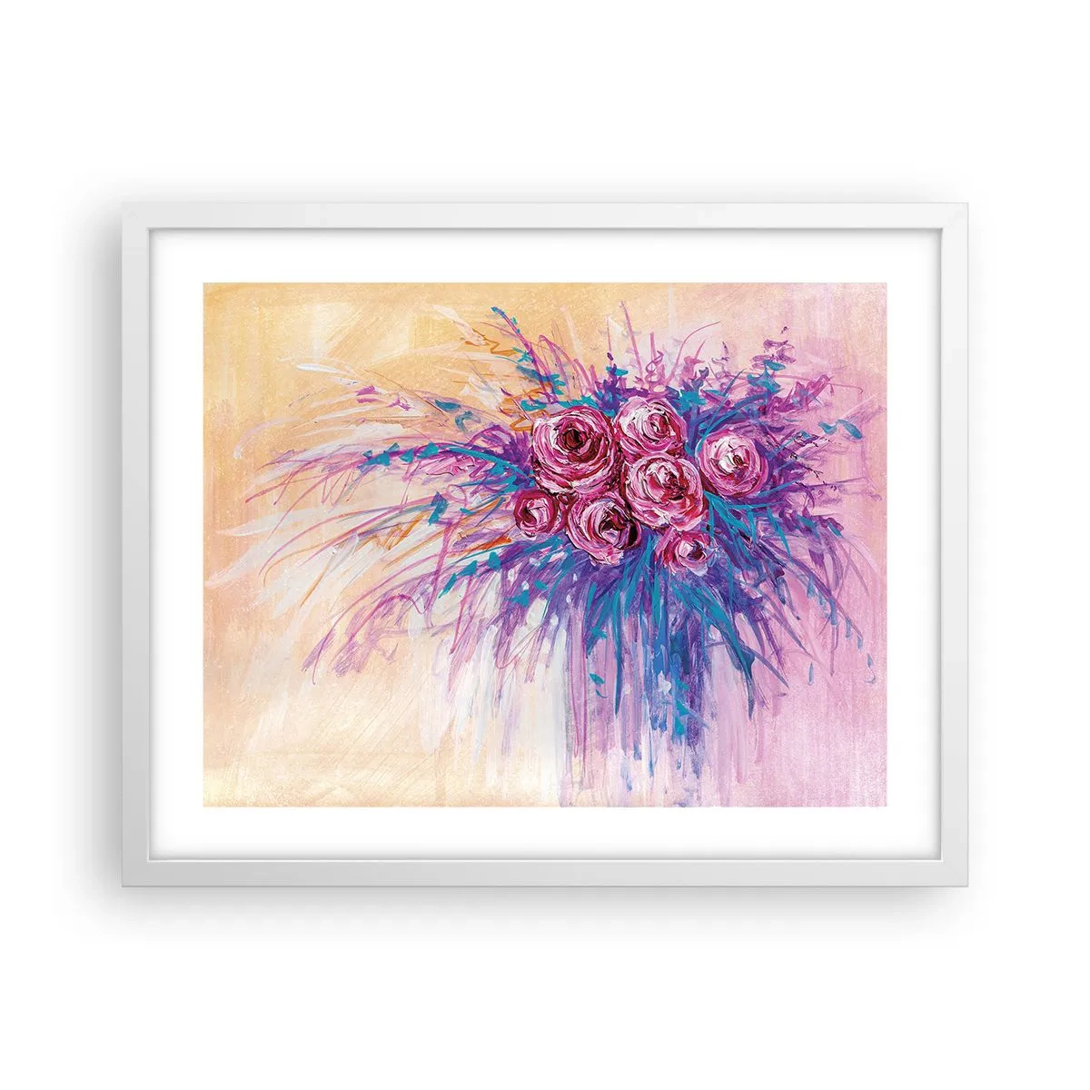 Plakat w białej ramie - Różana fontanna - 50x40 cm