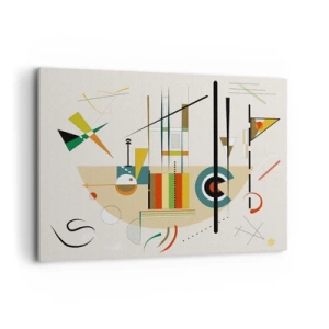 Obraz na płótnie - Kolorowa abstrakcja z geometrycznymi kształtami - 100x70cm - I świat się śmieje - Nowoczesna dekoracja ścienna do salonu, kuchni i sypialni ARTTOR