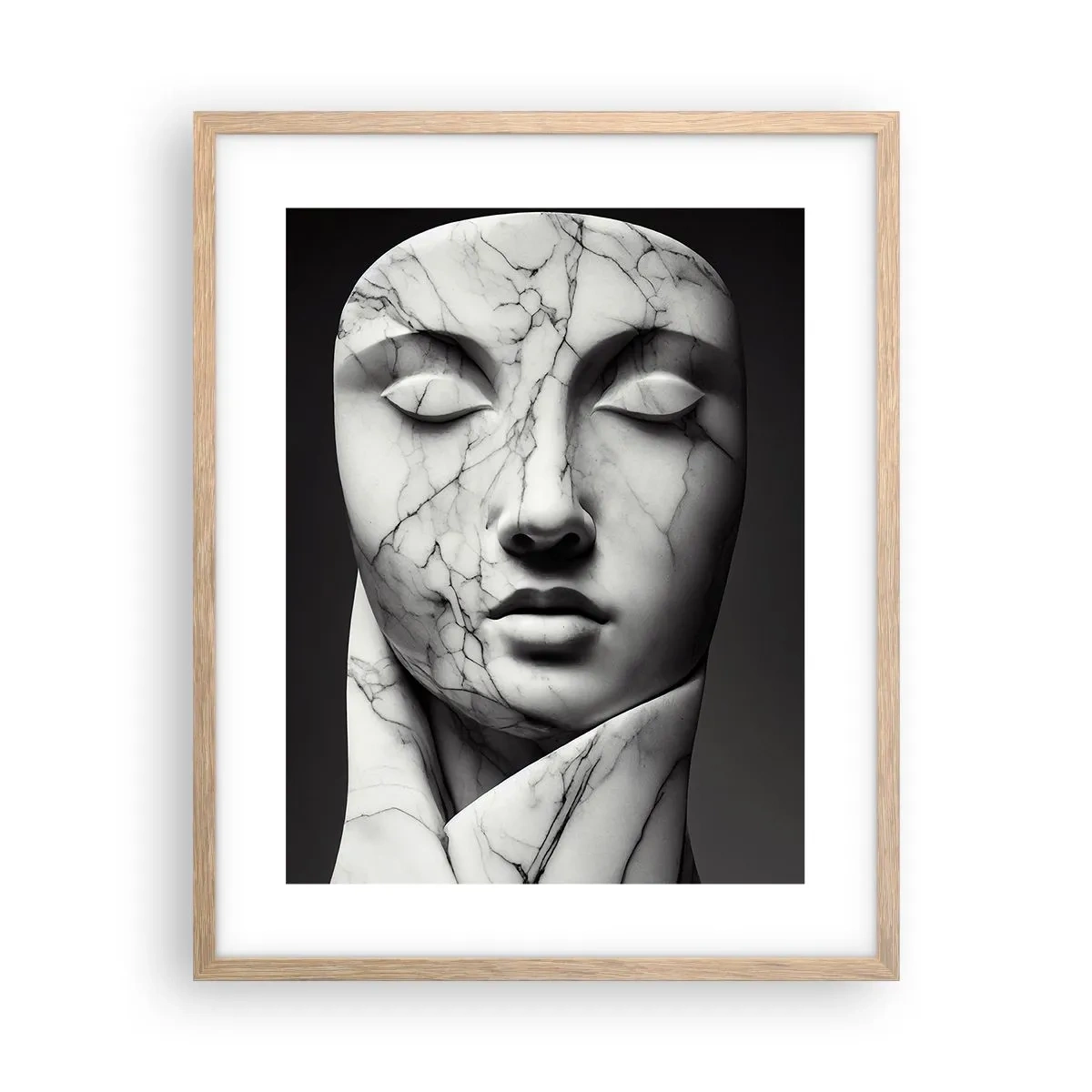 Plakat w ramie jasny dąb - Marmurowe kształty - 40x50 cm