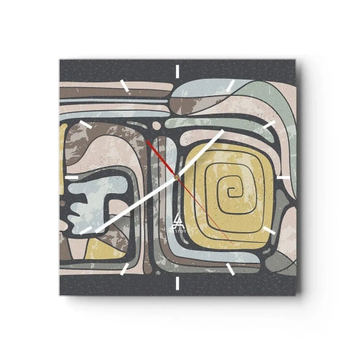 Zegar ścienny - Abstrakcja w duchu prekolumbijskim - 40x40 cm