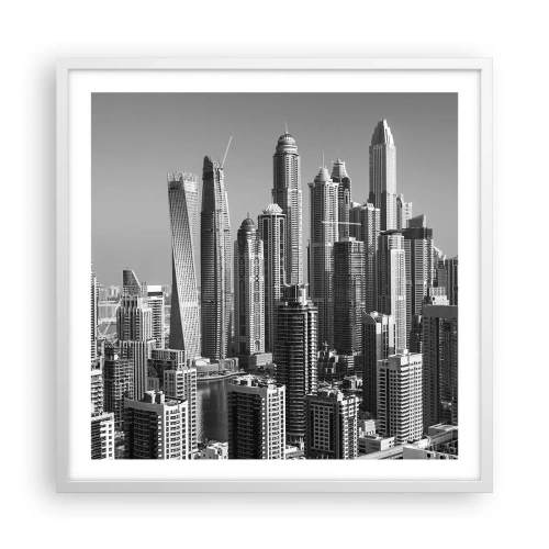 Plakat w białej ramie - Miasto nad pustynią - 60x60 cm