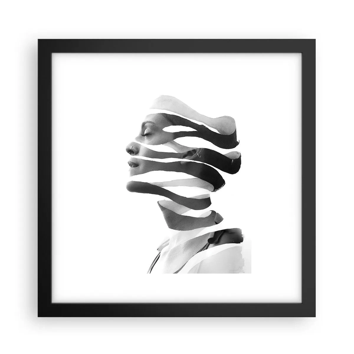 Plakat w czarnej ramie - Portret surrealistyczny - 30x30 cm