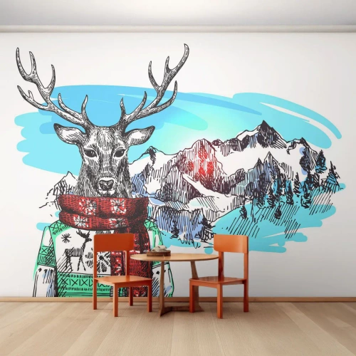 Fototapeta Standard Eco - Nawet jeleń nie marznie  - Abstrakcja, Jeleń, Dla Dzieci - 400x280 cm