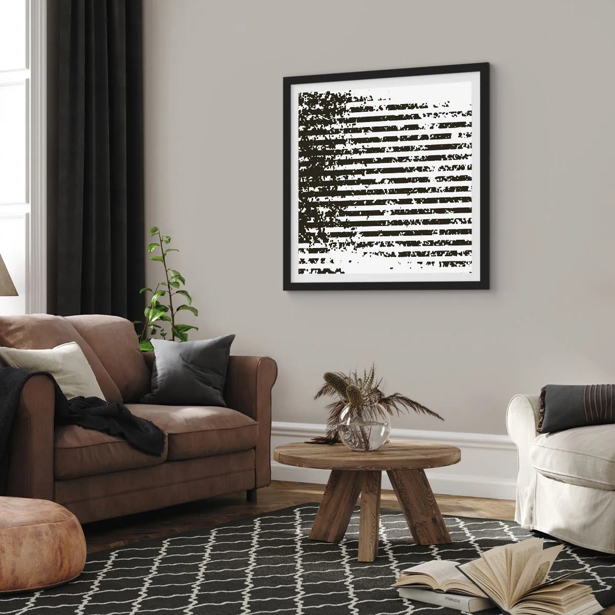Plakat w czarnej ramie - Rytm i szum - 30x30 cm
