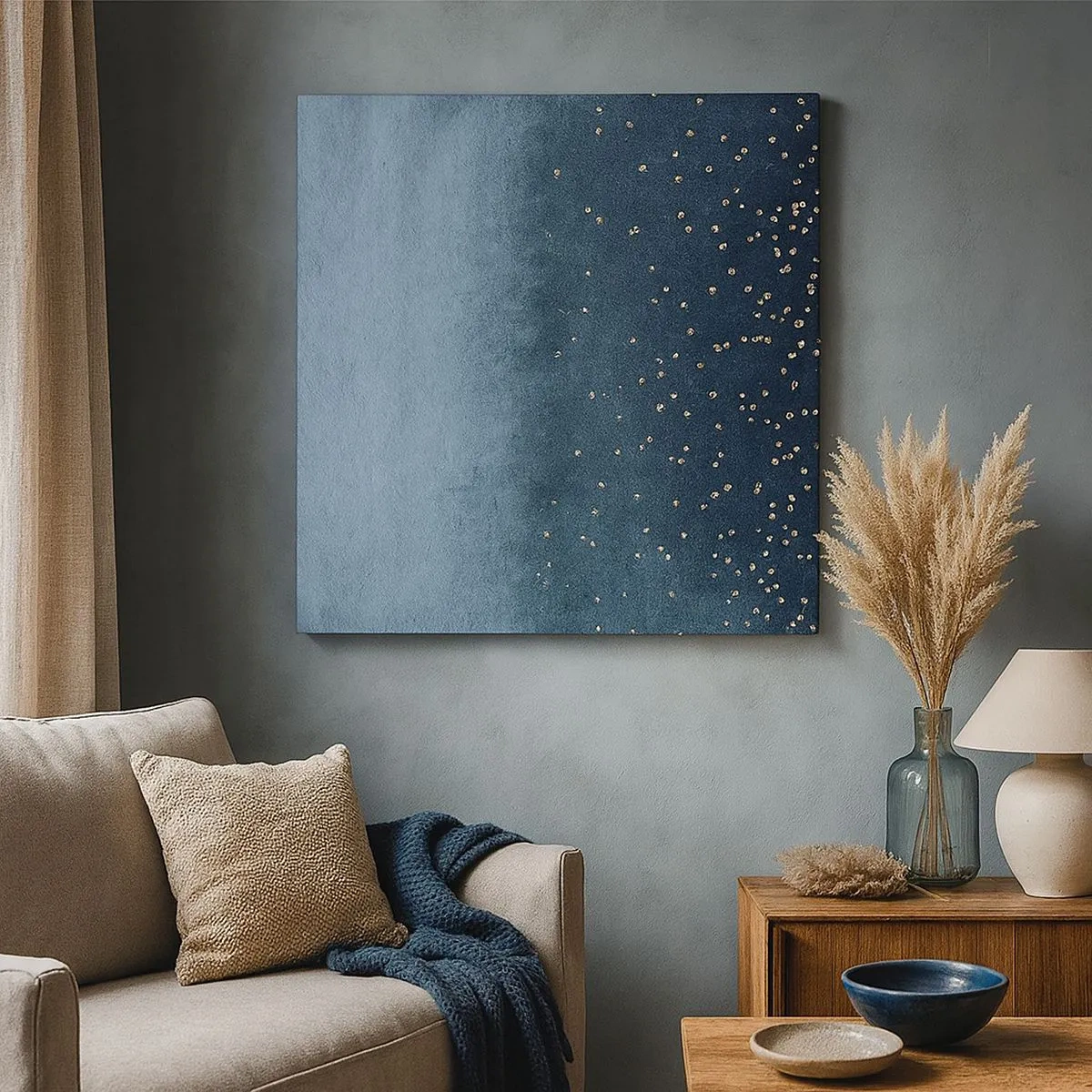 Obraz na płótnie - Kompozycja – niebieskie fazy - 30x30 cm