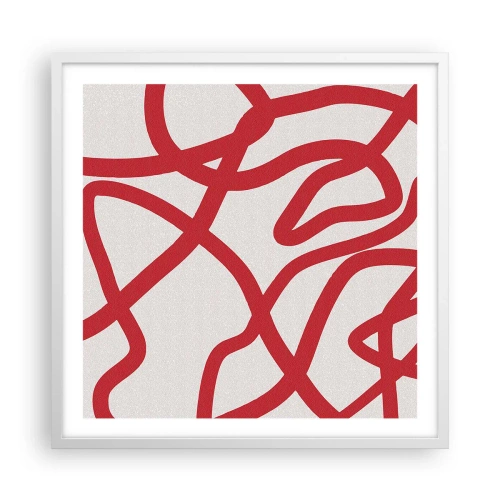 Plakat w białej ramie - Czerwono na białym - 60x60 cm