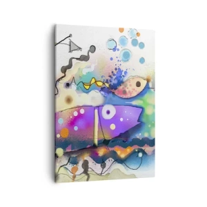 Obraz na płótnie - Abstrakcyjna kompozycja z geometrycznymi kształtami i żywymi barwami - 50x70cm - Brak słów! - Nowoczesna dekoracja ścienna do salonu, kuchni i sypialni ARTTOR