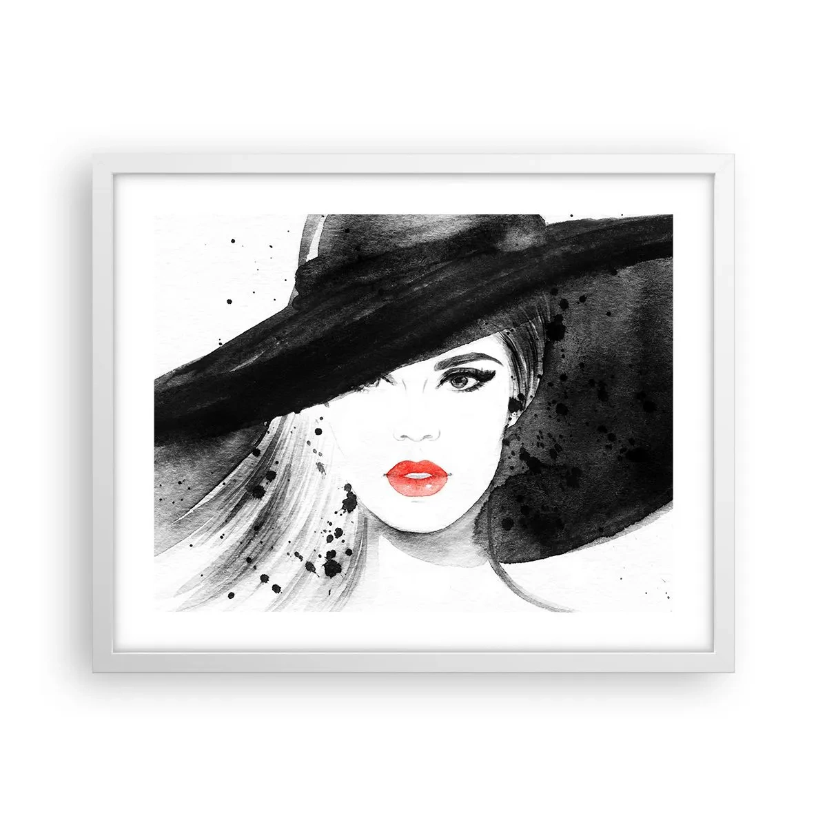 Plakat w białej ramie - Dama w czerni - 50x40 cm